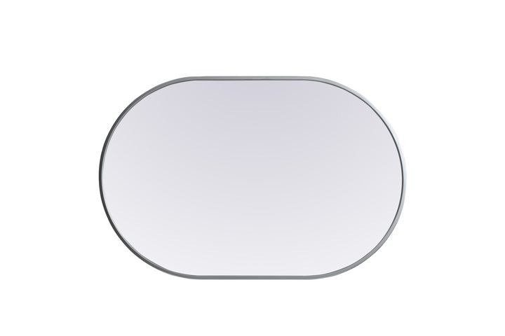 Metal Frame Oval Mirror 24X36 Inch In Silver