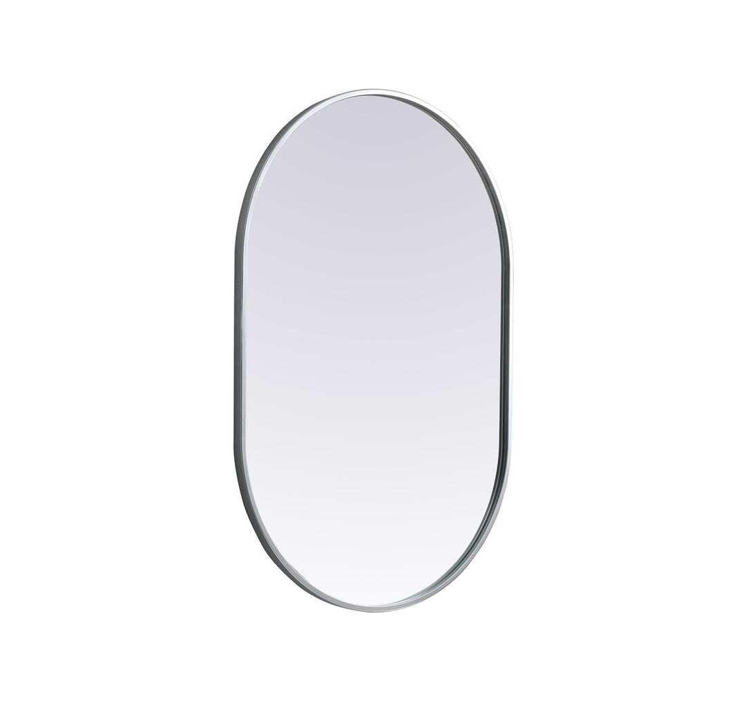 Metal Frame Oval Mirror 24X36 Inch In Silver