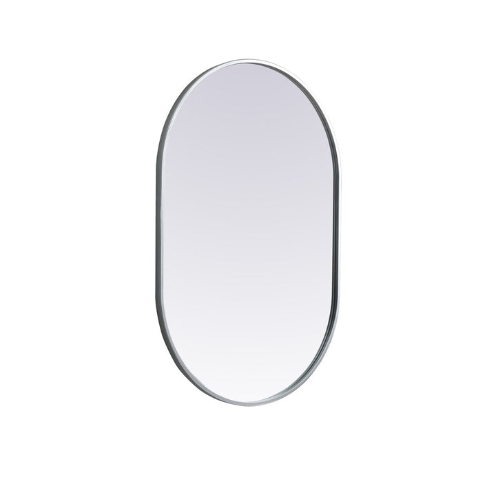 Metal Frame Oval Mirror 24X36 Inch In Silver