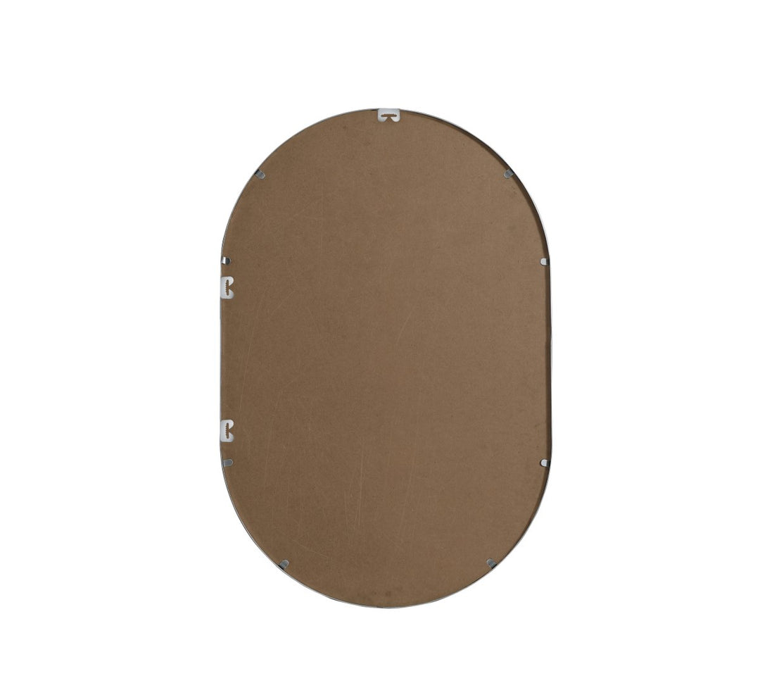 Metal Frame Oval Mirror 24X36 Inch In Silver