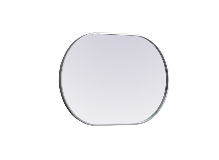 Metal Frame Oval Mirror 24X36 Inch In Silver