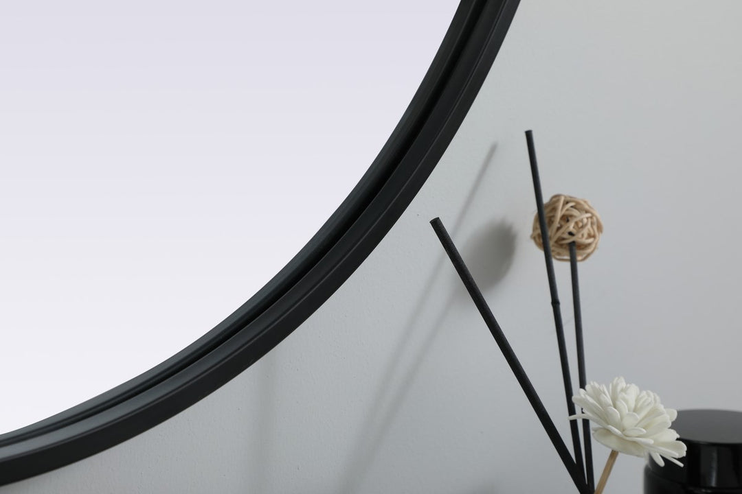 Metal Frame Oval Mirror 24X40 Inch In Black