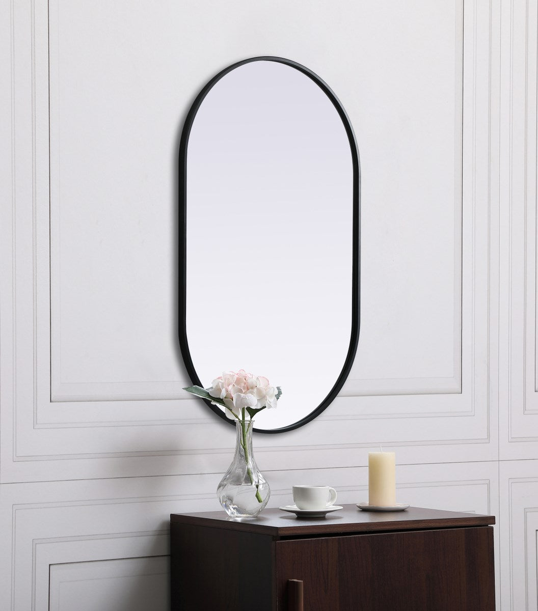 Metal Frame Oval Mirror 24X40 Inch In Black