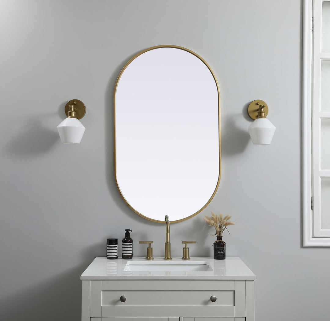 Metal Frame Oval Mirror 24X40 Inch In Brass