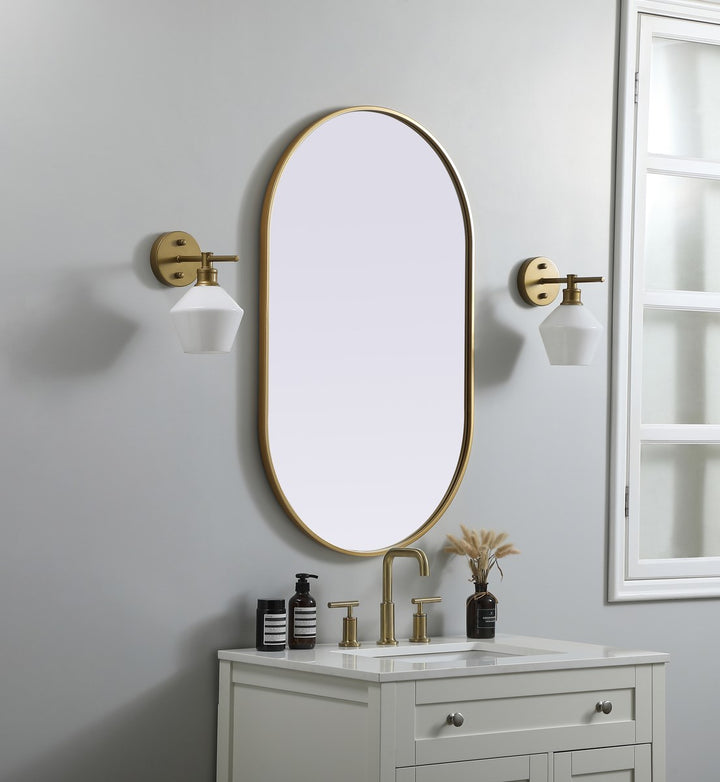 Metal Frame Oval Mirror 24X40 Inch In Brass