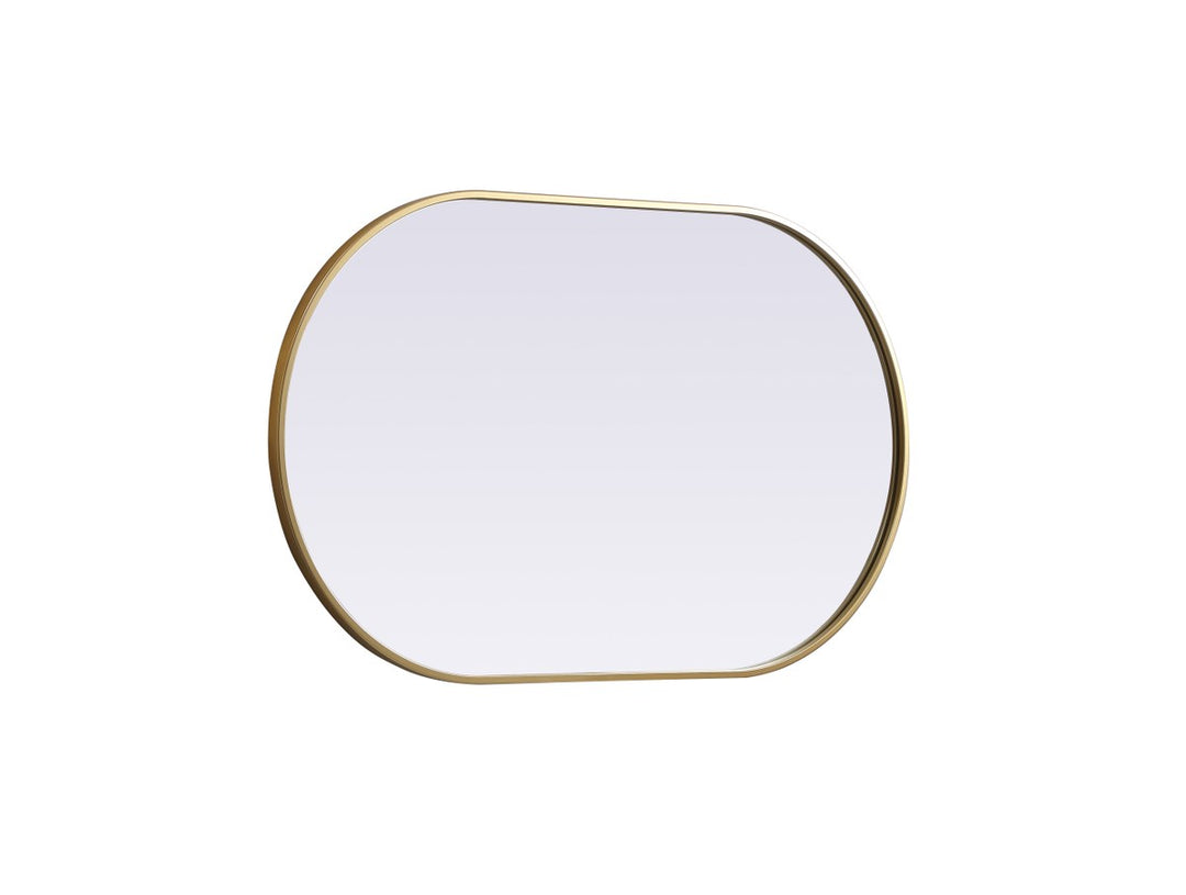 Metal Frame Oval Mirror 24X40 Inch In Brass