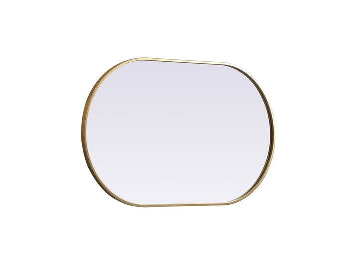 Metal Frame Oval Mirror 24X40 Inch In Brass