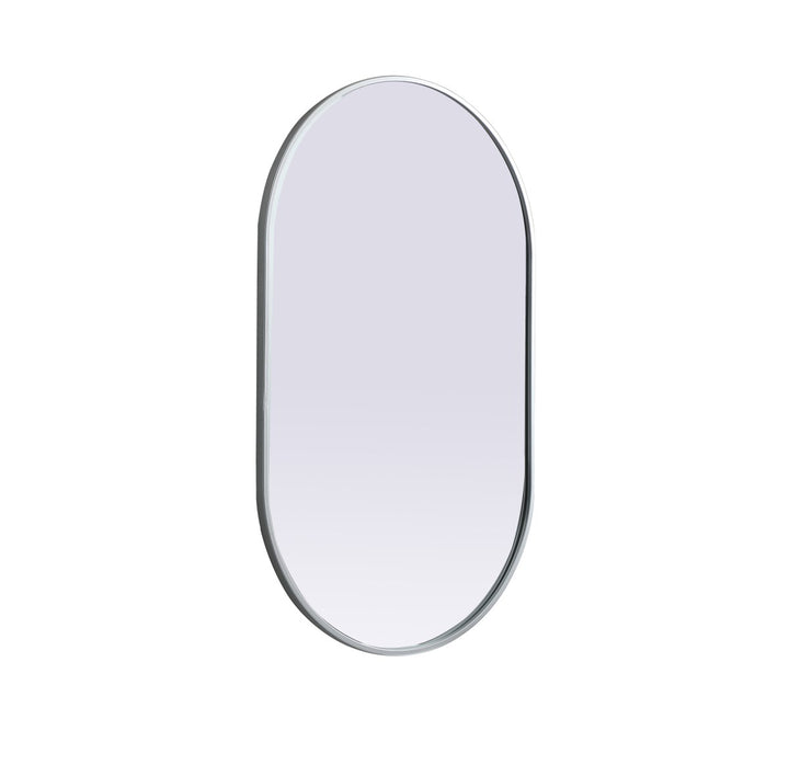 Metal Frame Oval Mirror 24X40 Inch In Silver