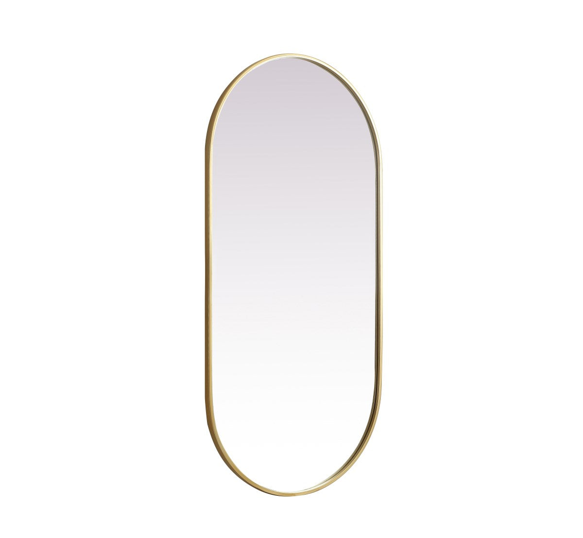 Metal Frame Oval Mirror 24X48 Inch In Brass