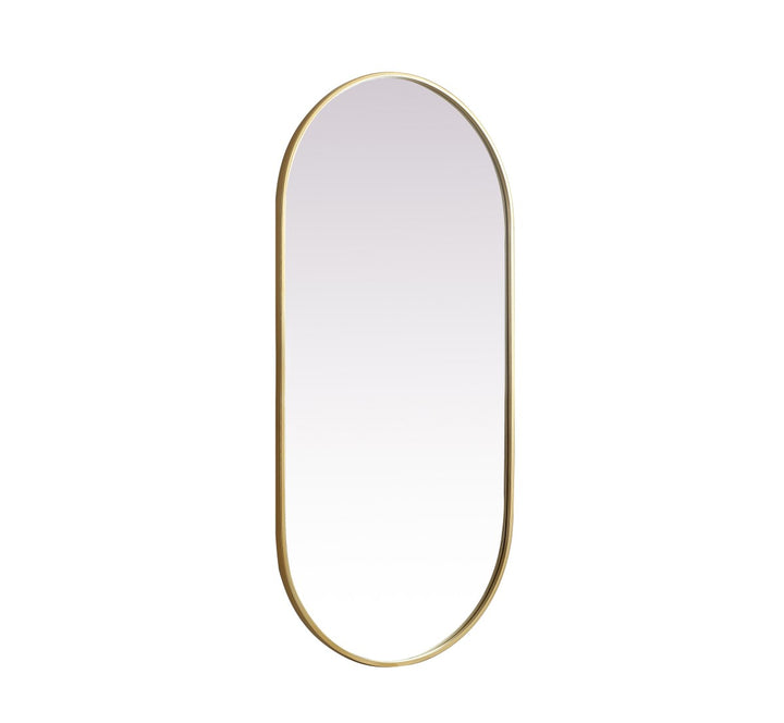 Metal Frame Oval Mirror 24X48 Inch In Brass