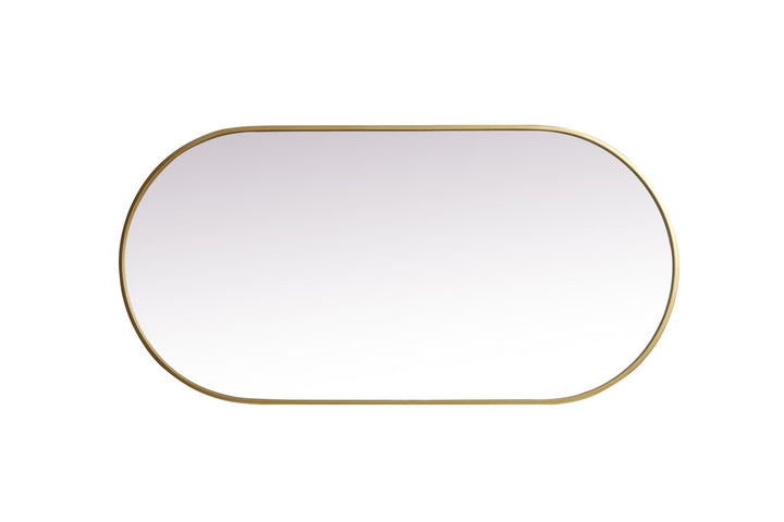 Metal Frame Oval Mirror 24X48 Inch In Brass