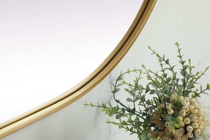 Metal Frame Oval Mirror 24X48 Inch In Brass