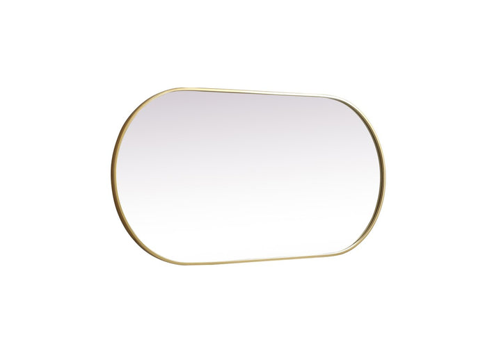 Metal Frame Oval Mirror 24X48 Inch In Brass