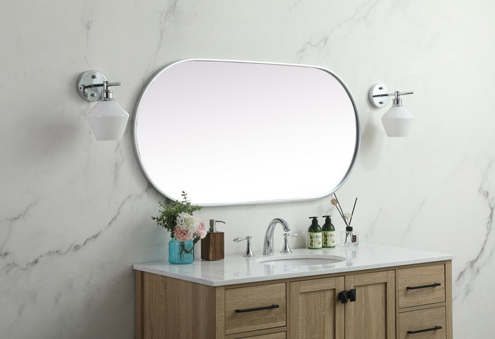 Metal Frame Oval Mirror 24X48 Inch In Silver