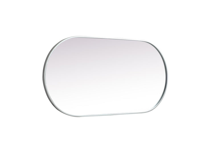 Metal Frame Oval Mirror 24X48 Inch In Silver