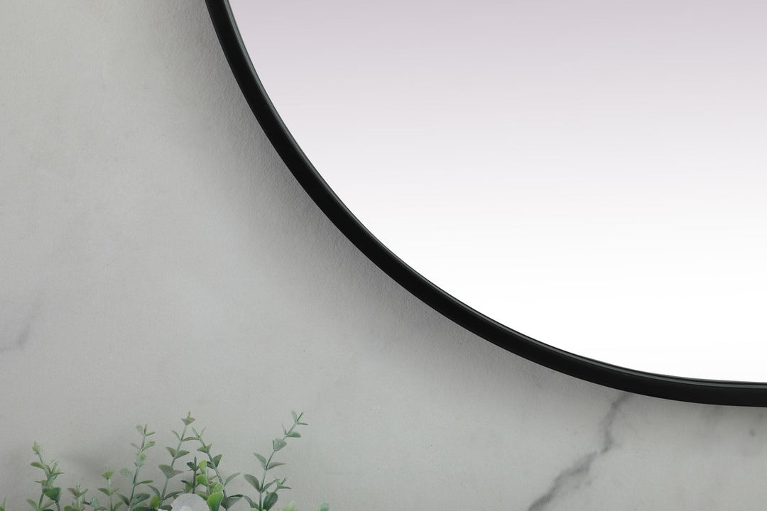 Metal Frame Oval Mirror 24X60 Inch In Black