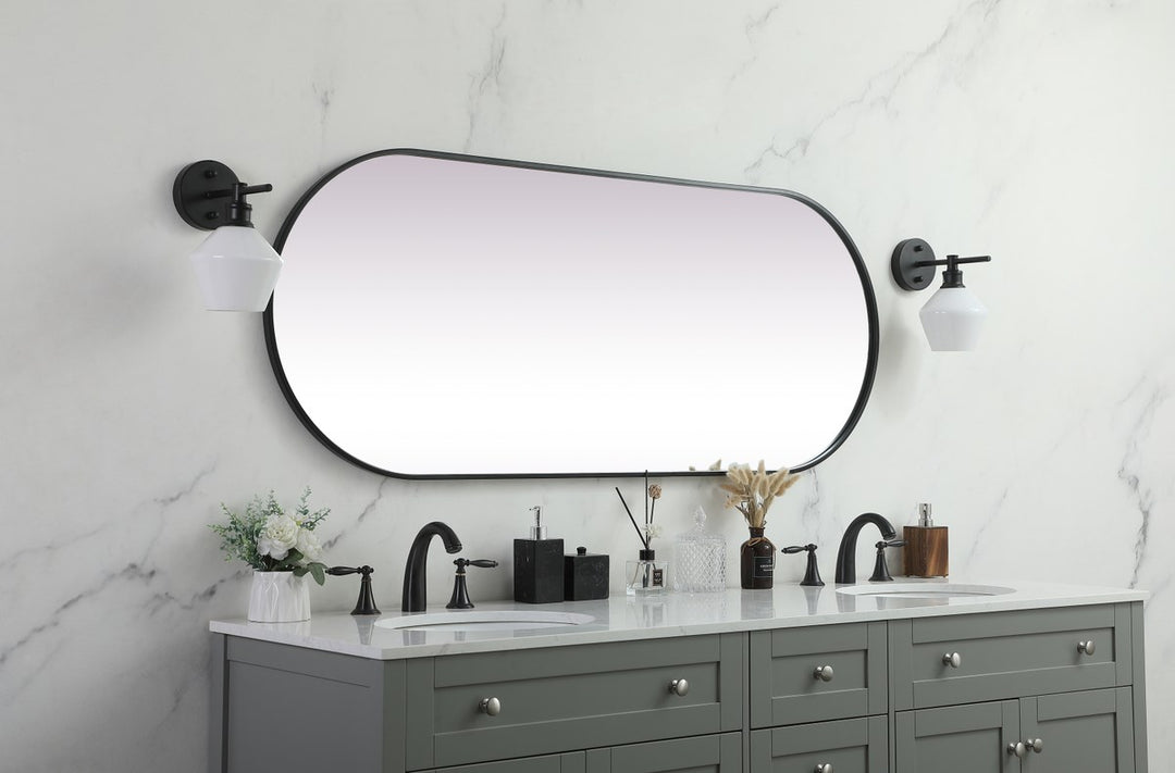 Metal Frame Oval Mirror 24X60 Inch In Black