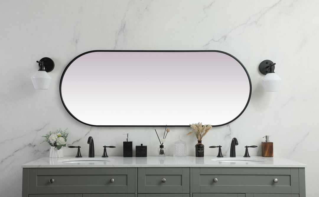 Metal Frame Oval Mirror 24X60 Inch In Black