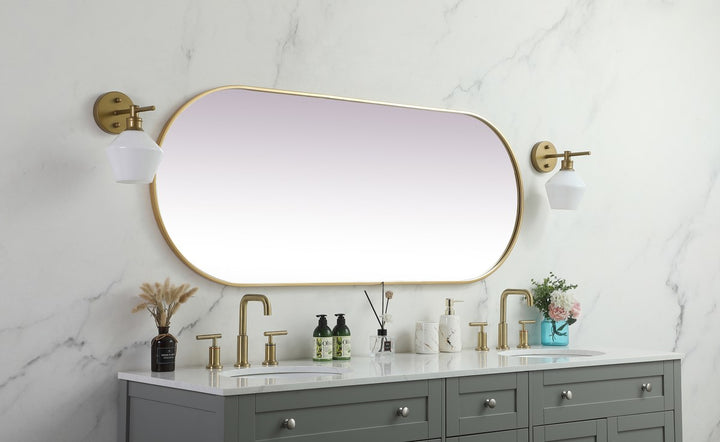 Metal Frame Oval Mirror 24X60 Inch In Brass