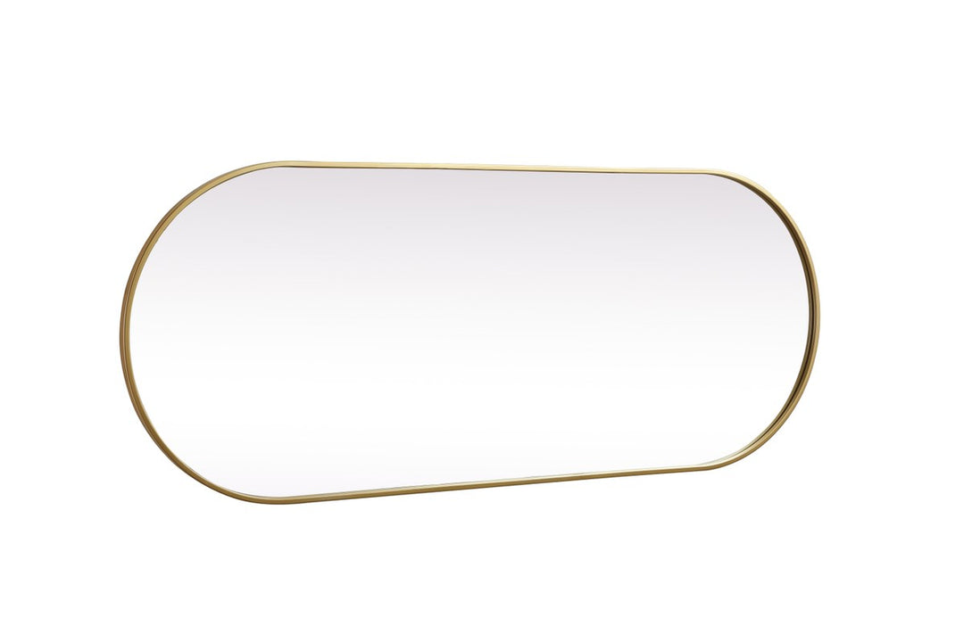 Metal Frame Oval Mirror 24X60 Inch In Brass