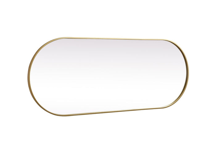 Metal Frame Oval Mirror 24X60 Inch In Brass