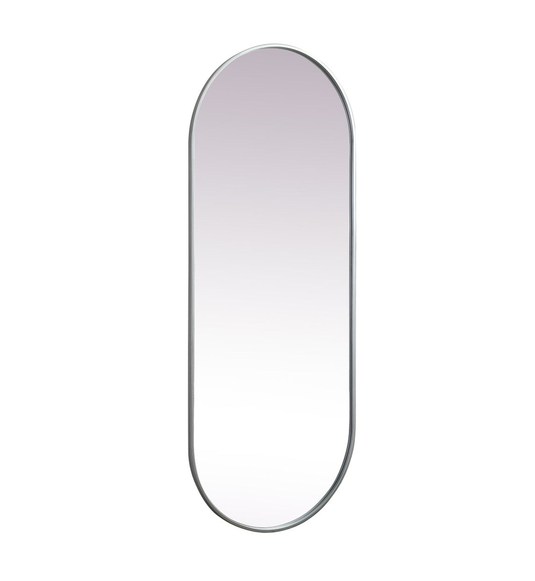 Metal Frame Oval Mirror 24X60 Inch In Silver