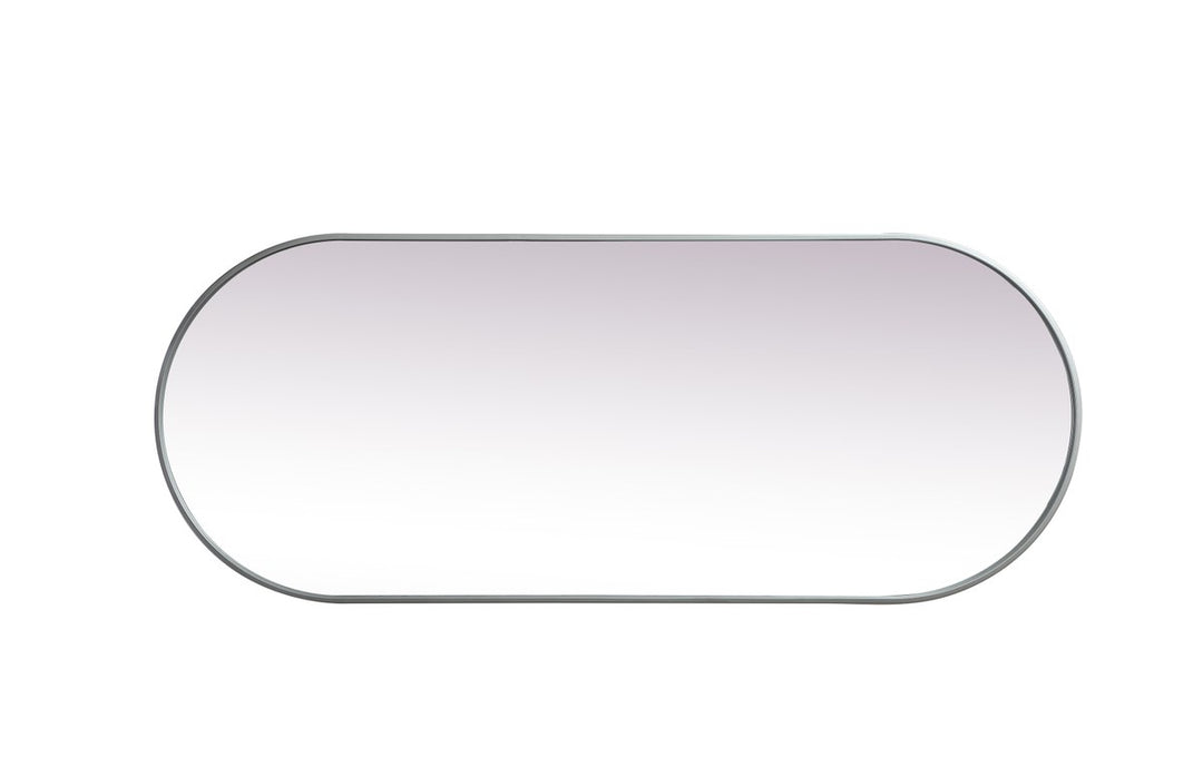 Metal Frame Oval Mirror 24X60 Inch In Silver