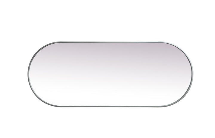 Metal Frame Oval Mirror 24X60 Inch In Silver