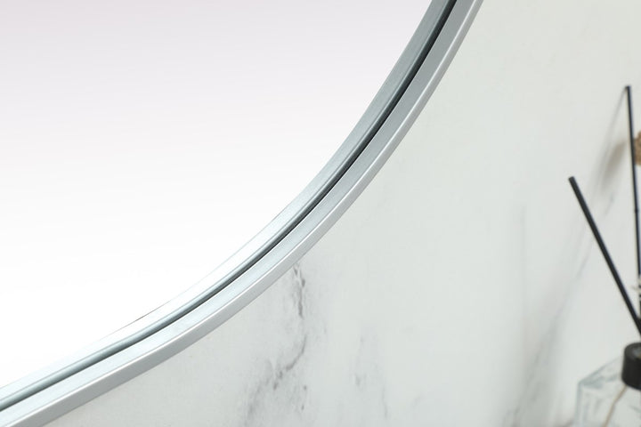 Metal Frame Oval Mirror 24X60 Inch In Silver