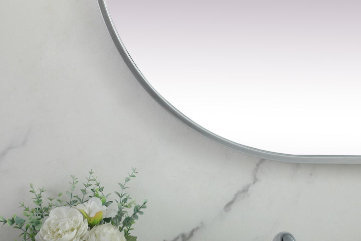 Metal Frame Oval Mirror 24X60 Inch In Silver