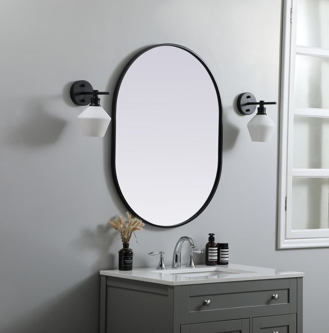 Metal Frame Oval Mirror 27X36 Inch In Black