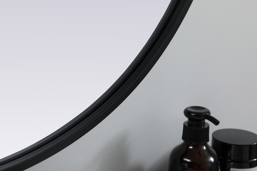 Metal Frame Oval Mirror 27X36 Inch In Black