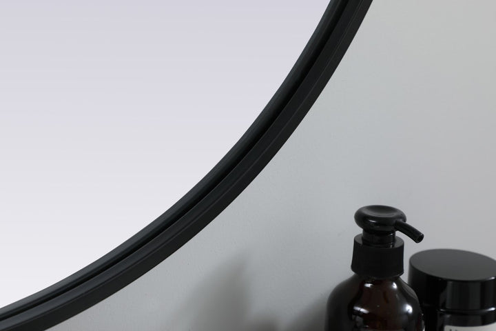 Metal Frame Oval Mirror 27X36 Inch In Black