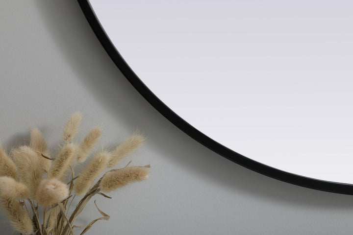 Metal Frame Oval Mirror 27X36 Inch In Black