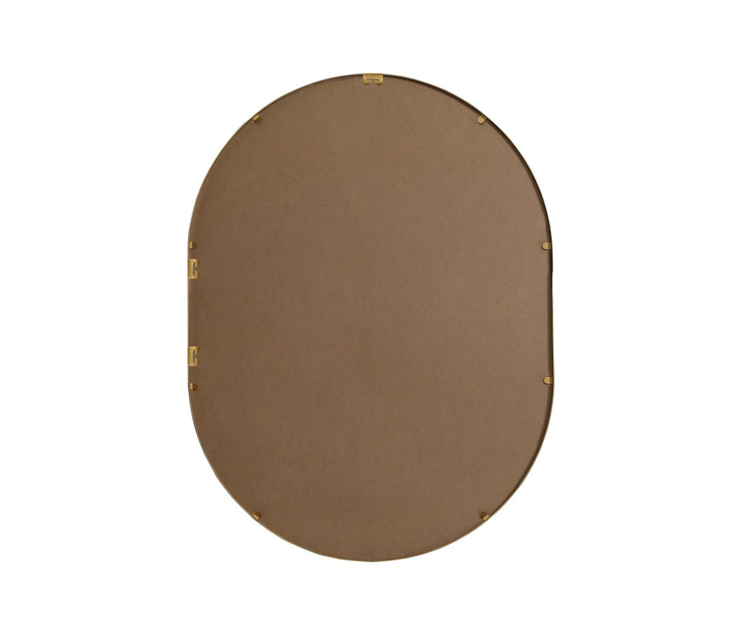Metal Frame Oval Mirror 27X36 Inch In Brass