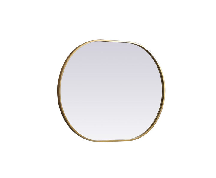 Metal Frame Oval Mirror 27X36 Inch In Brass