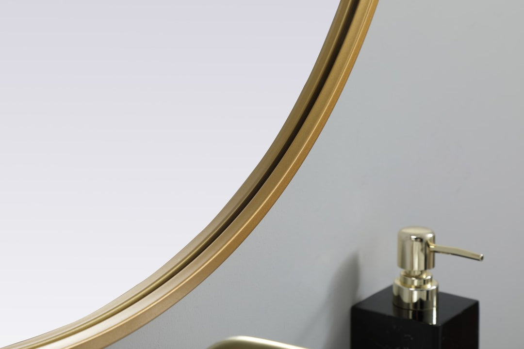 Metal Frame Oval Mirror 27X36 Inch In Brass