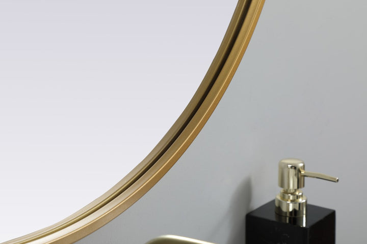 Metal Frame Oval Mirror 27X36 Inch In Brass