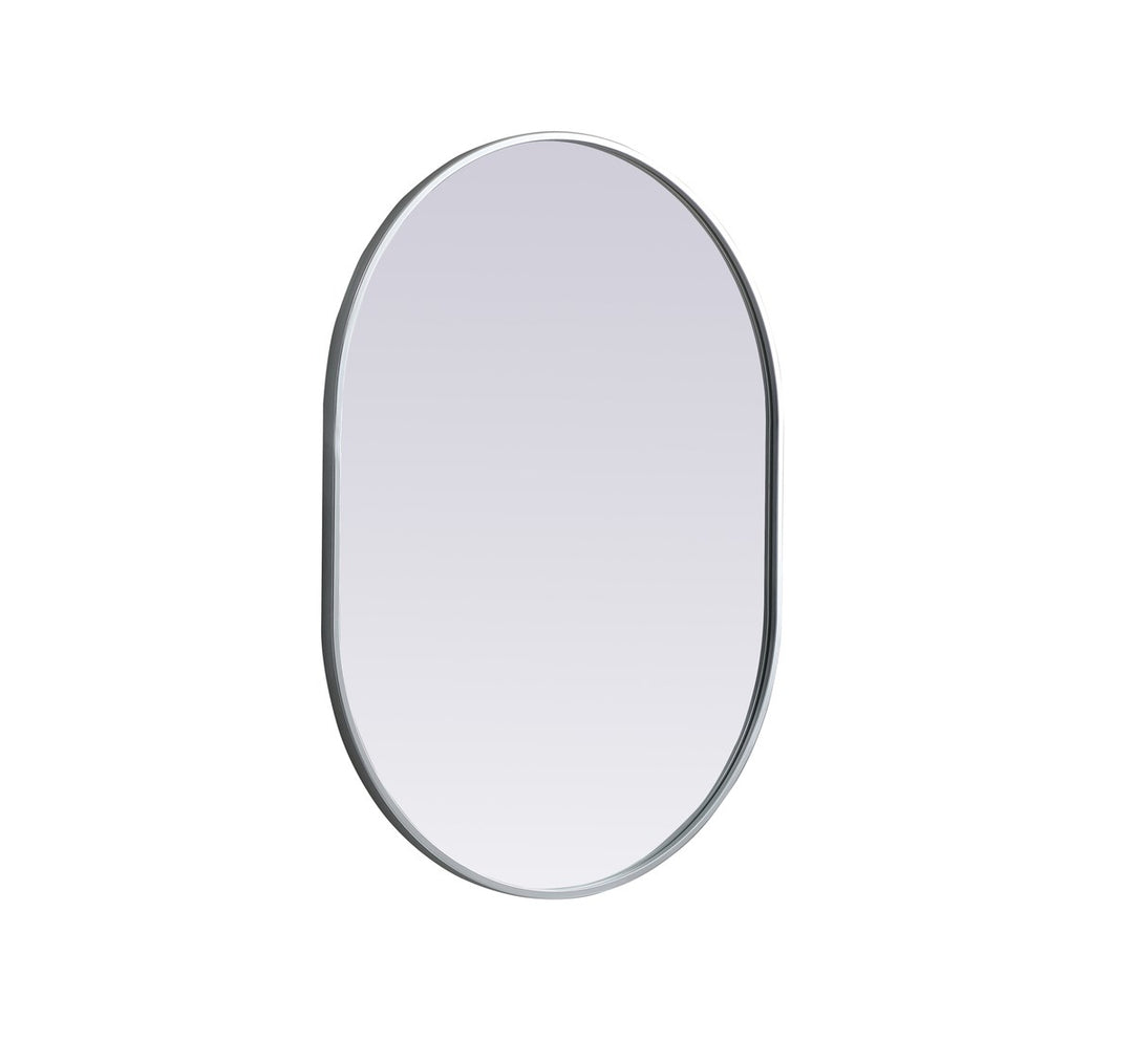 Metal Frame Oval Mirror 27X36 Inch In Silver