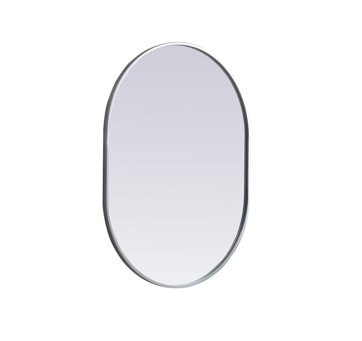 Metal Frame Oval Mirror 27X36 Inch In Silver
