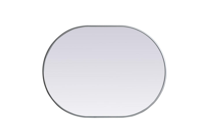 Metal Frame Oval Mirror 27X36 Inch In Silver