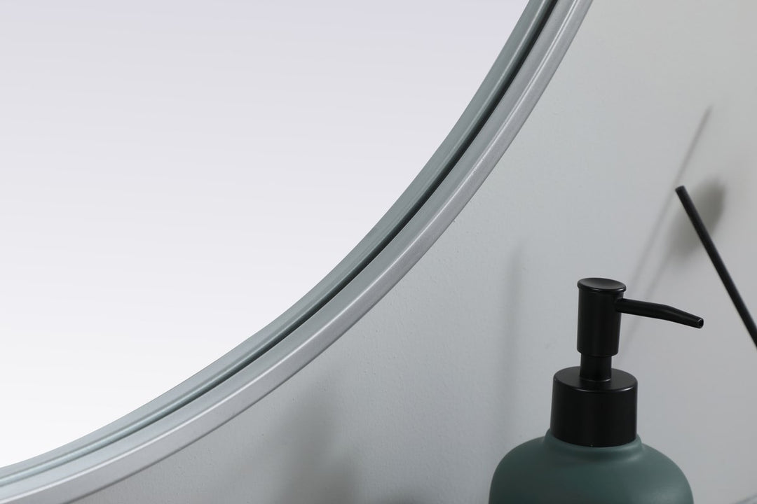 Metal Frame Oval Mirror 27X36 Inch In Silver