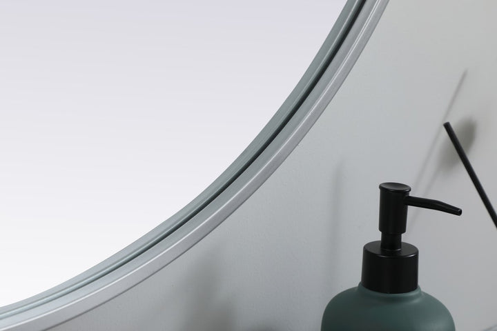 Metal Frame Oval Mirror 27X36 Inch In Silver