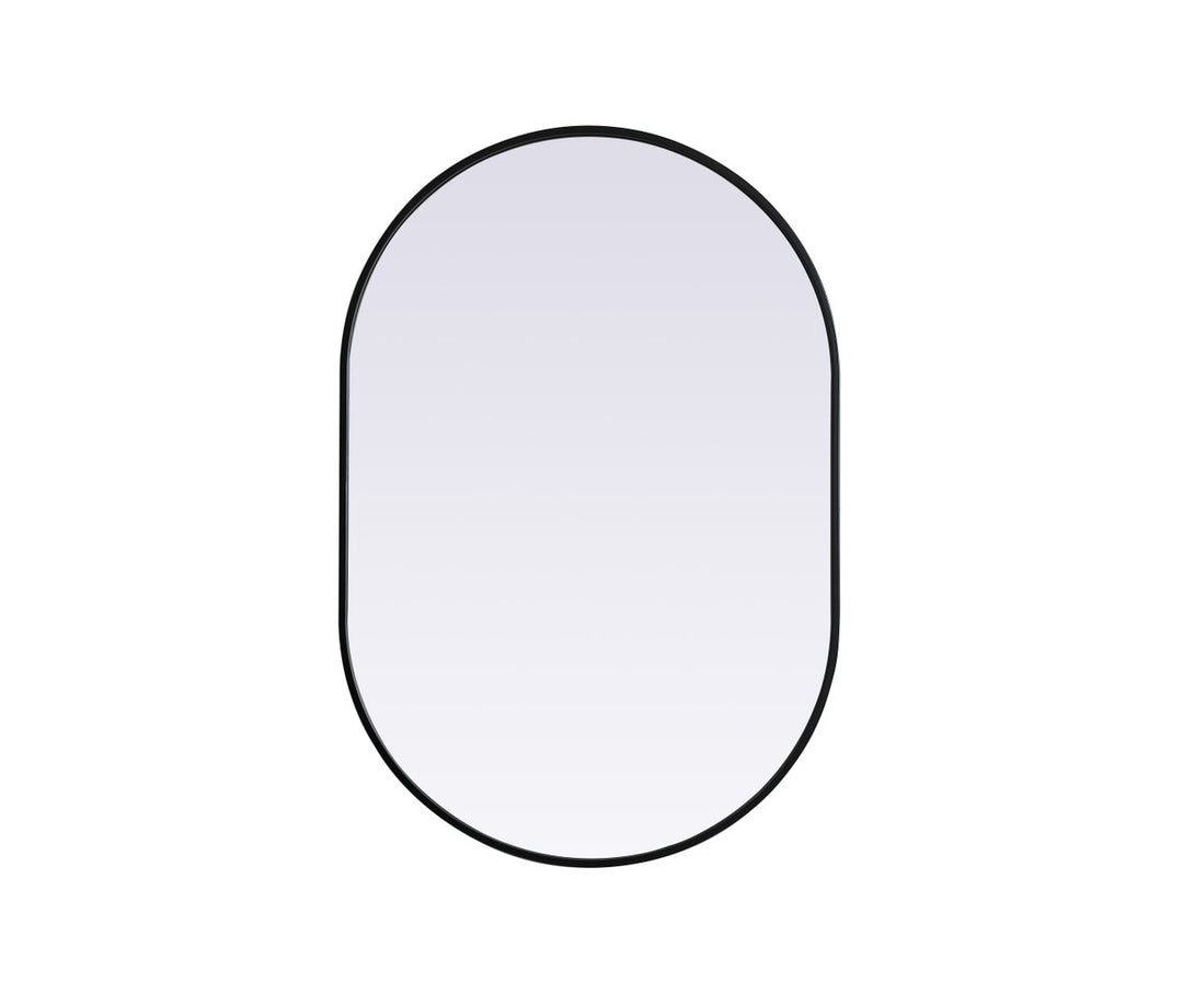 Metal Frame Oval Mirror 27X40 Inch In Black by Elegant Decor