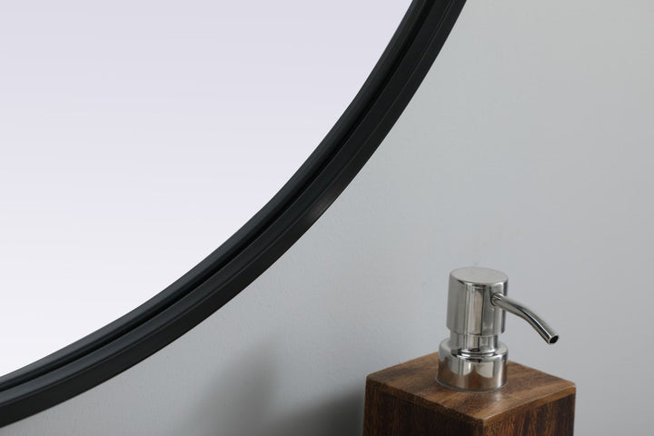 Metal Frame Oval Mirror 27X40 Inch In Black