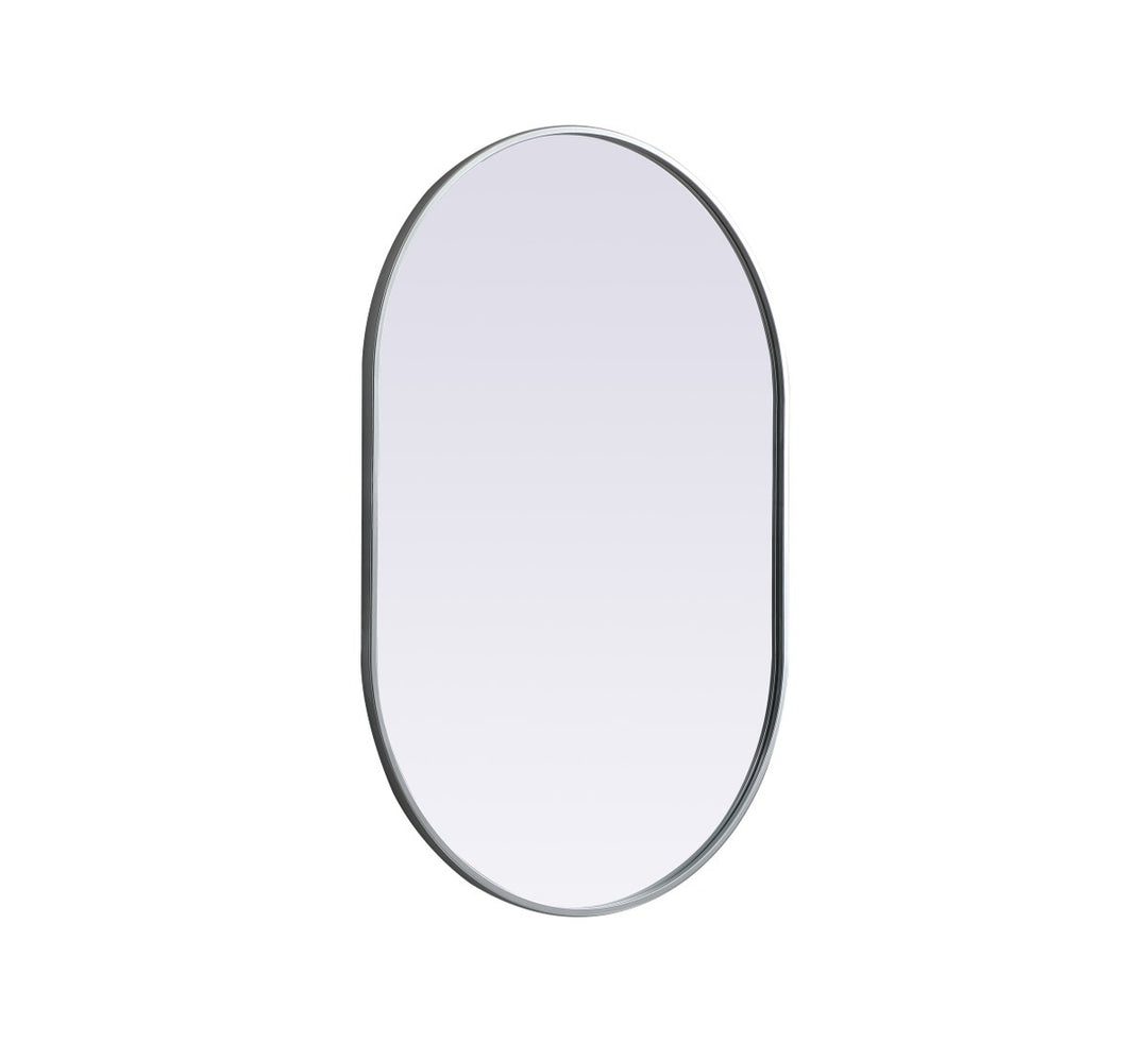 Metal Frame Oval Mirror 27X40 Inch In Silver