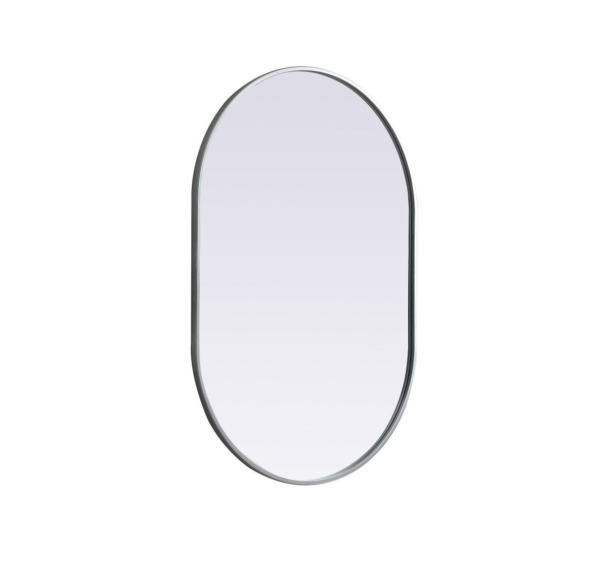 Metal Frame Oval Mirror 27X40 Inch In Silver