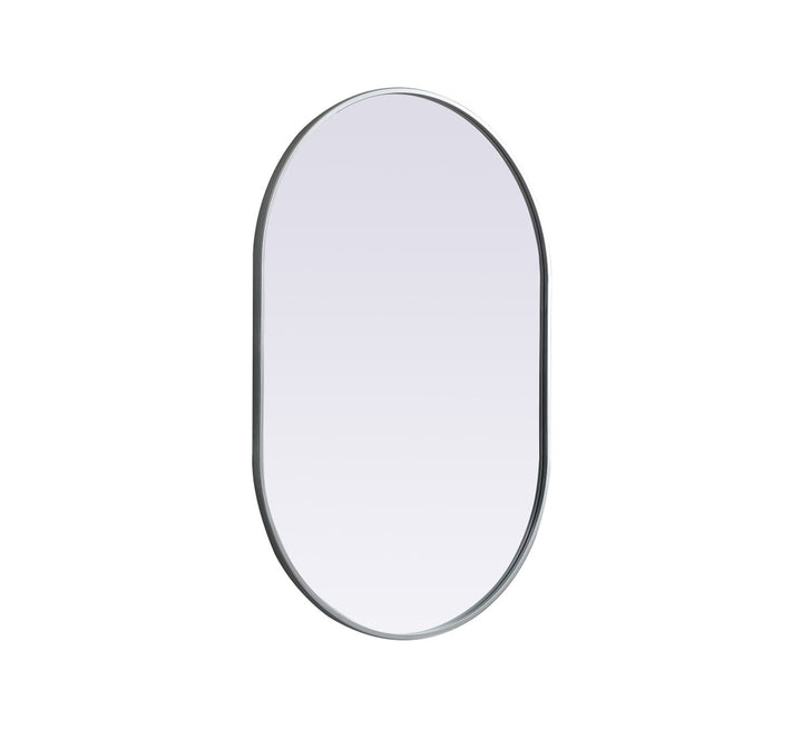 Metal Frame Oval Mirror 27X40 Inch In Silver