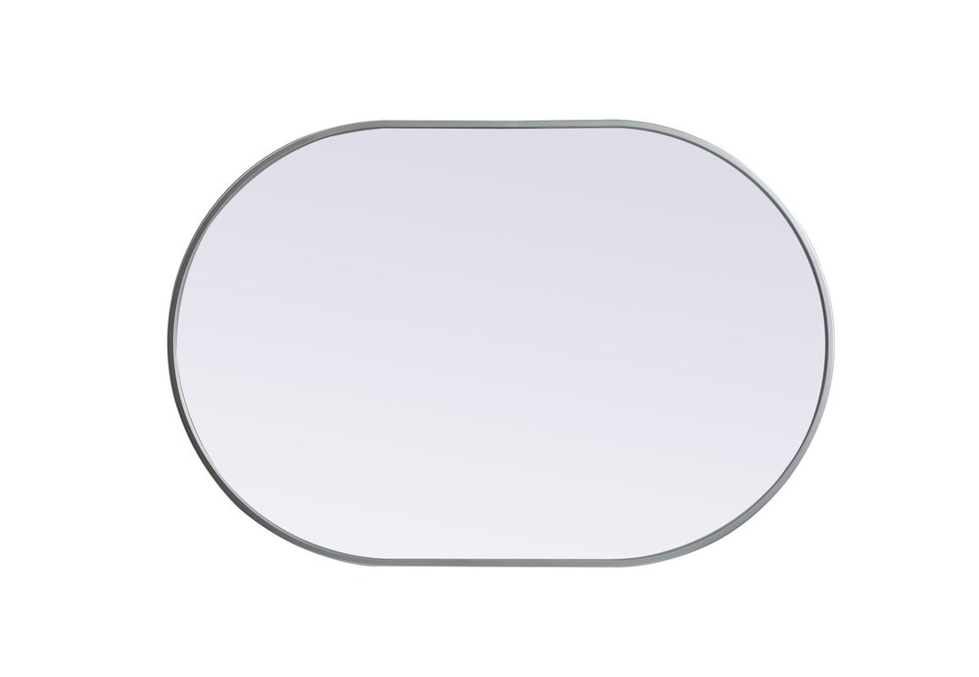 Metal Frame Oval Mirror 27X40 Inch In Silver