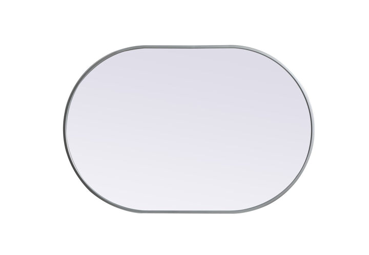 Metal Frame Oval Mirror 27X40 Inch In Silver